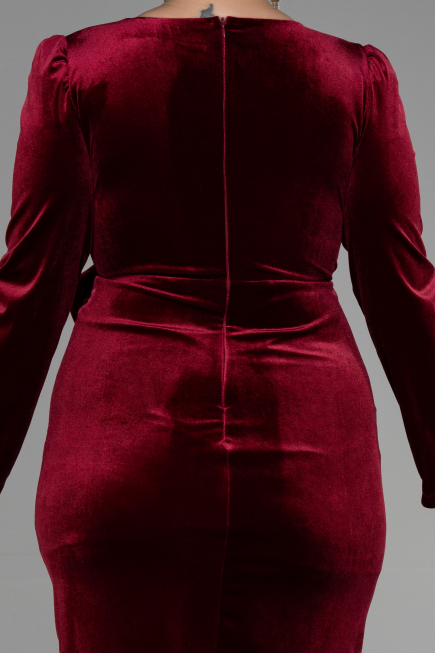 Robe de Cérémonie Midi Velours Rouge Bordeaux ABK1896