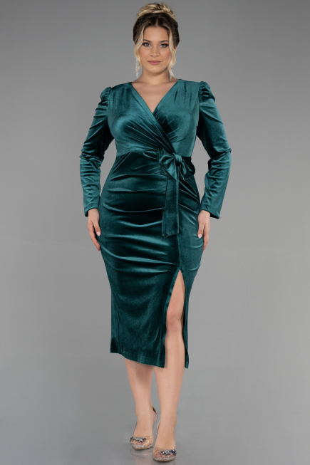 Robe de Cérémonie Midi Velours Émeraude ABK1896
