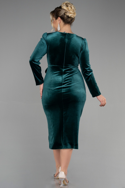 Robe de Cérémonie Midi Velours Émeraude ABK1896