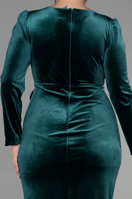 Robe de Cérémonie Midi Velours Émeraude ABK1896