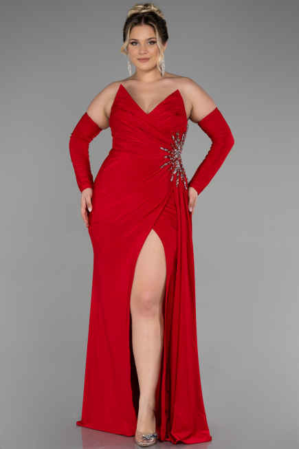 Robe de Soirée Grande Taille Longue Rouge ABU3352