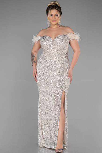 Robe de Soirée Grande Taille Longue Squameuse Vison ABU3193