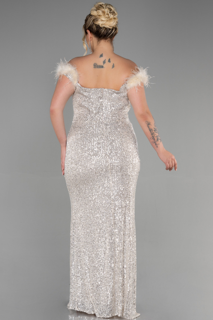 Robe de Soirée Grande Taille Longue Squameuse Vison ABU3193