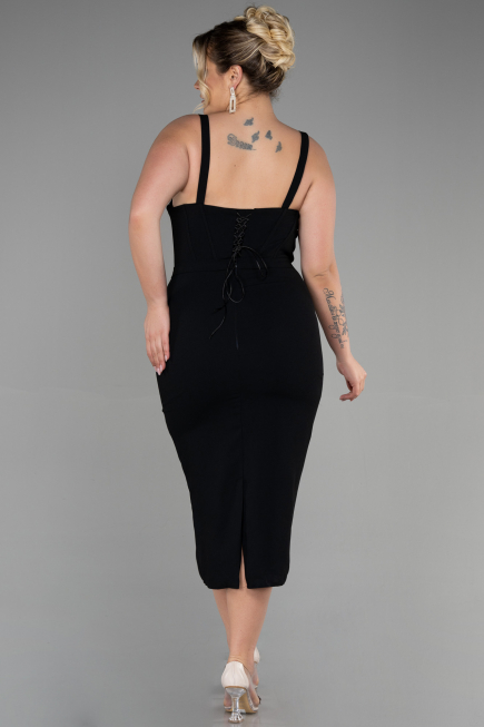 Robe De Invitation Grande Taille Midi Noir ABK1882
