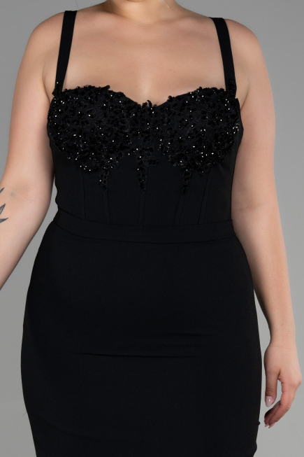 Robe De Invitation Grande Taille Midi Noir ABK1882