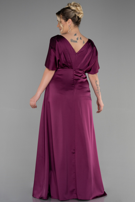 Robe De Fiançailles Grande Taille Longue Satin Couleur Cerise ABU3442