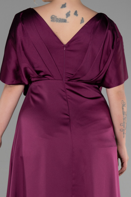 Robe De Fiançailles Grande Taille Longue Satin Couleur Cerise ABU3442