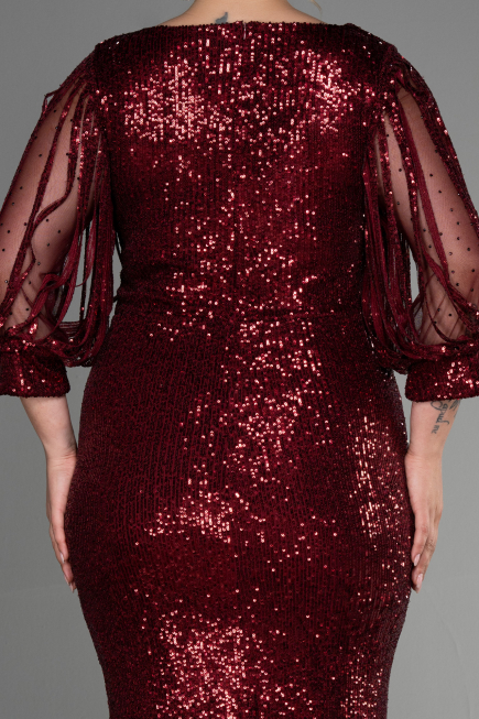 Robe De Soirée Grande Taille Courte Rouge Bordeaux ABK631