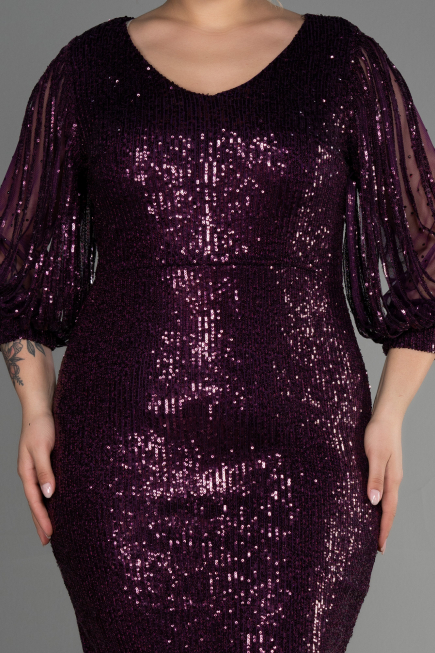 Robe De Soirée Grande Taille Courte Violet ABK631