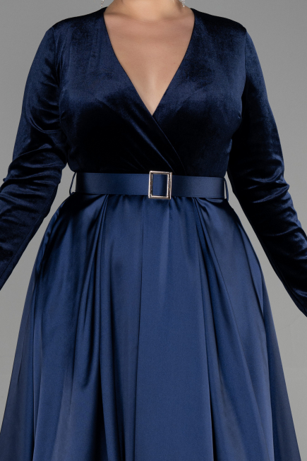 Robe De Soirée Grande Taille Longue Bleu Marine ABU2615
