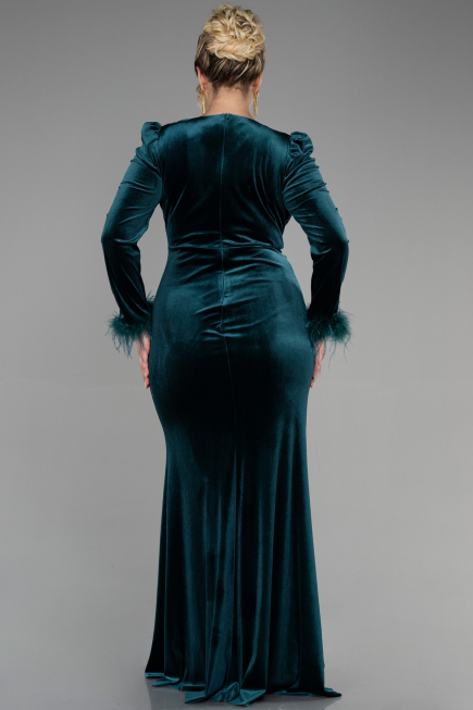 Robe de Soirée Grande Taille Longue Velours Longue Velours Émeraude ABU3394