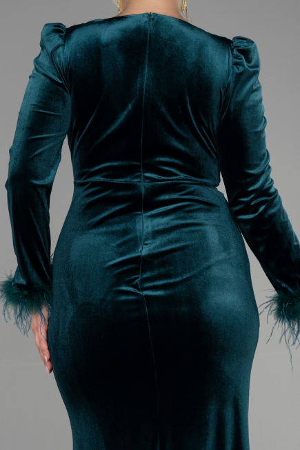 Robe de Soirée Grande Taille Longue Velours Longue Velours Émeraude ABU3394