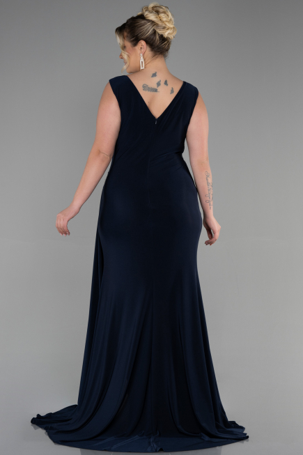 Robe Grande Taille Longue Bleu Marine ABU3438