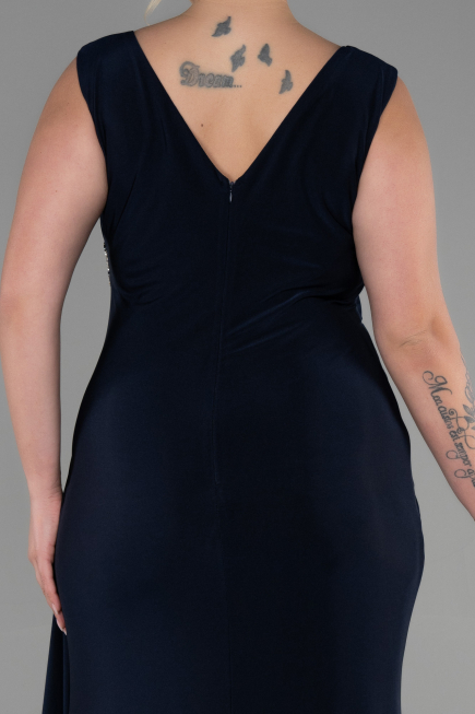 Robe Grande Taille Longue Bleu Marine ABU3438