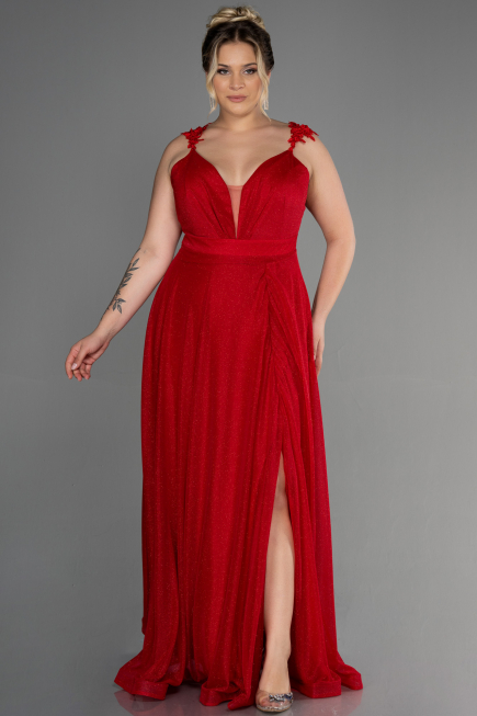 Robe de Soirée Grande Taille Longue Rouge ABU3174