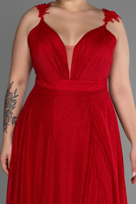 Robe de Soirée Grande Taille Longue Rouge ABU3174