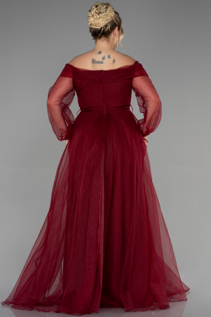 Robe Grande Taille Longue Rouge Bordeaux ABU1535