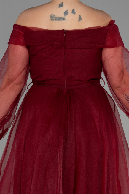 Robe Grande Taille Longue Rouge Bordeaux ABU1535
