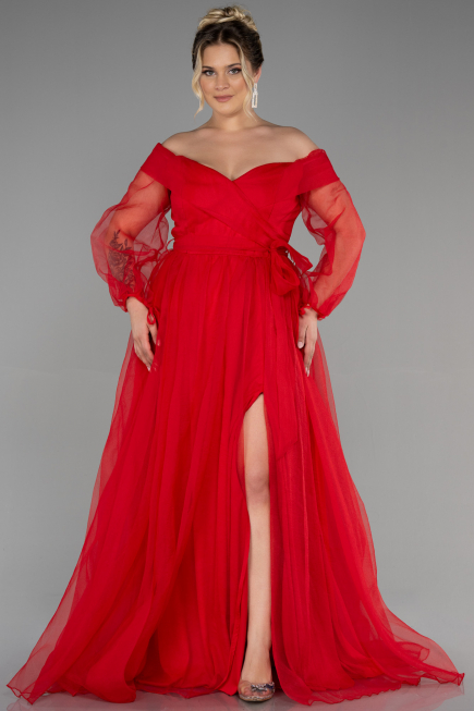 Robe Grande Taille Longue Rouge ABU1535