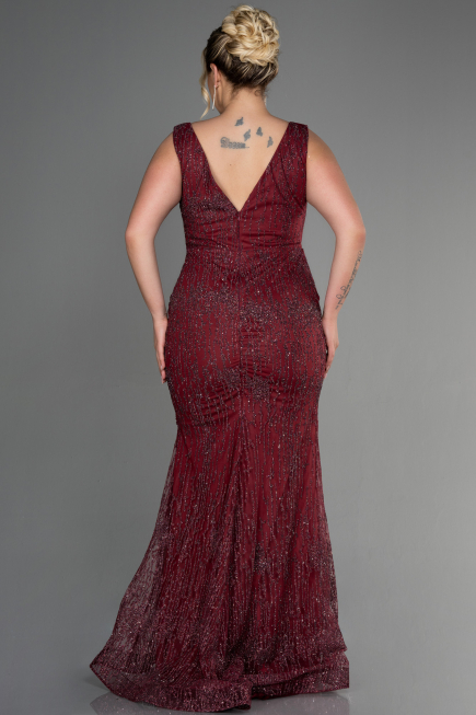Robe De Fiançailles Grande Taille Longue Rouge Bordeaux ABU3368