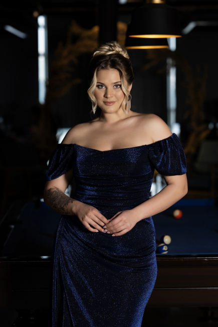 Robe De Soirée Grande Taille Longue Bleu Marine ABU2658