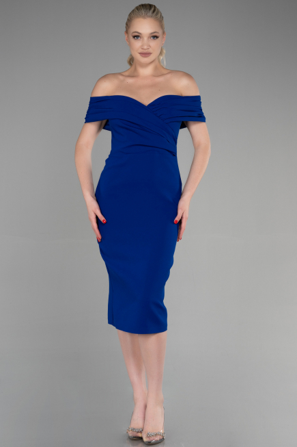 Robe de Cérémonie Midi Bleu Saxe ABK1902