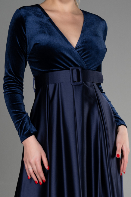 Robe de Soirée Longue Bleu Marine ABU3388