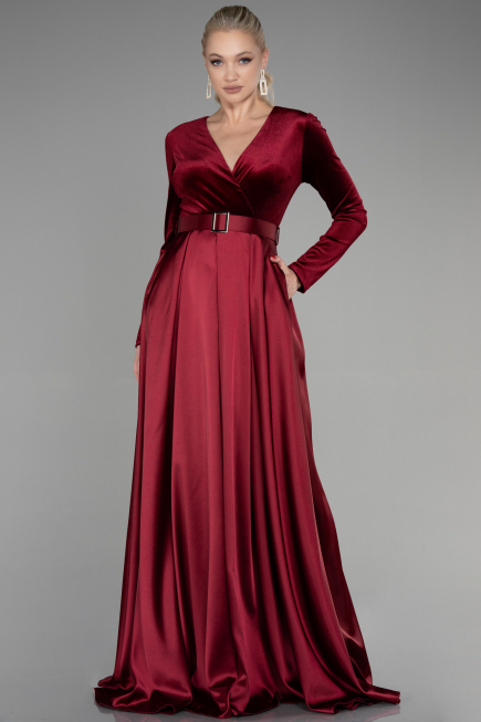 Robe De Soirée Longue Rouge Bordeaux ABU1523