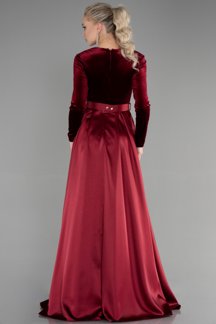 Robe De Soirée Longue Rouge Bordeaux ABU1523