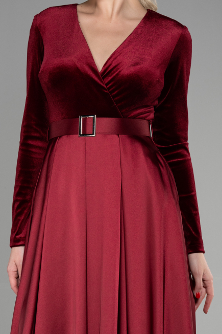 Robe De Soirée Longue Rouge Bordeaux ABU1523