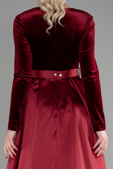 Robe De Soirée Longue Rouge Bordeaux ABU1523