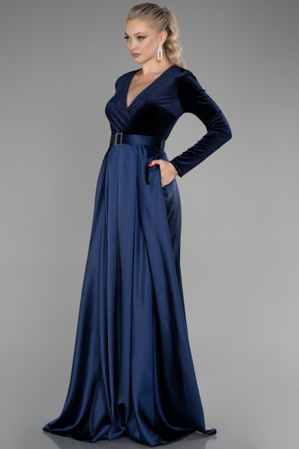 Robe De Soirée Longue Bleu Marine ABU1523