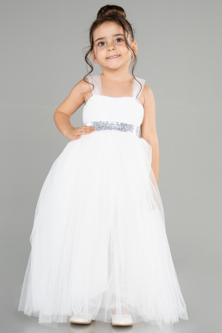 Robe de Soirée Enfants Longue Blanc ABU3031