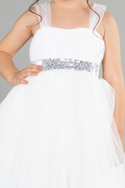 Robe de Soirée Enfants Longue Blanc ABU3031
