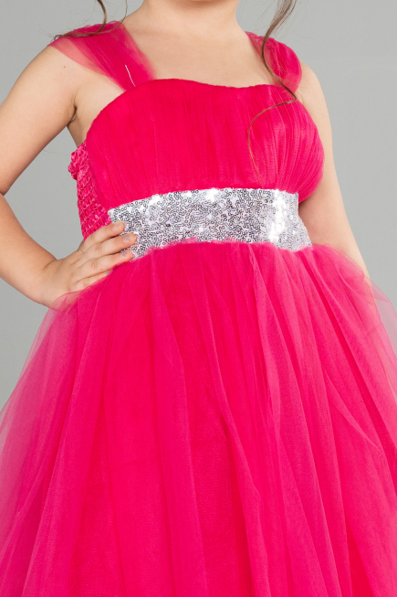 Robe De Soirée Enfants Longue Fushia ABU3031