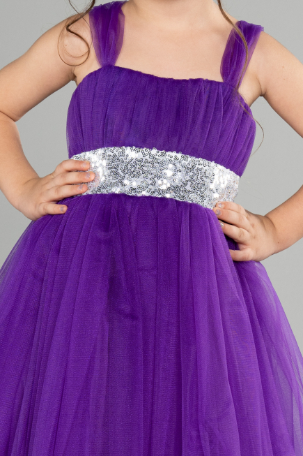 Robe de Soirée Enfants Longue Violet ABU3031