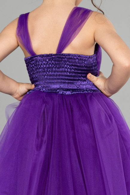 Robe de Soirée Enfants Longue Violet ABU3031