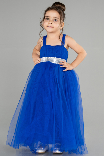 Robe De Soirée Enfants Longue Bleu Saxe ABU3031