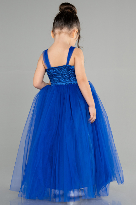 Robe De Soirée Enfants Longue Bleu Saxe ABU3031