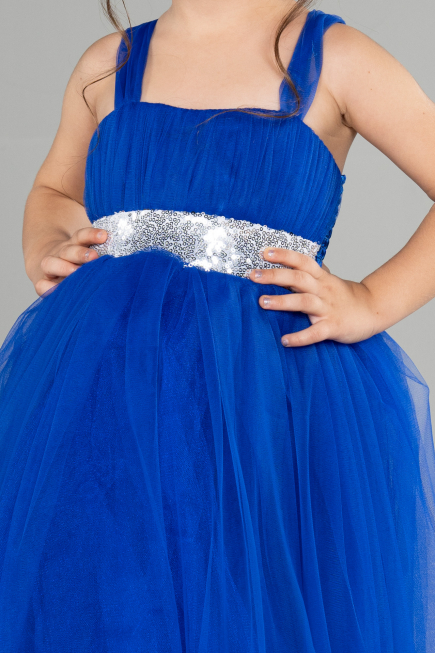 Robe De Soirée Enfants Longue Bleu Saxe ABU3031