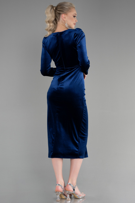 Robe de Cérémonie Midi Velours Bleu Marine ABK1896