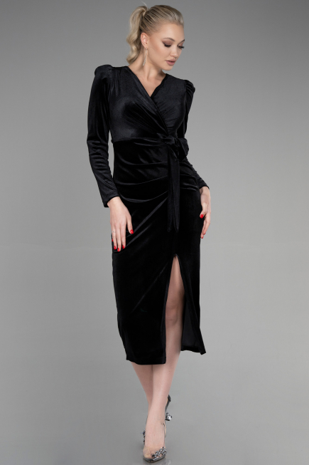 Robe de Cérémonie Midi Velours Noir ABK1896