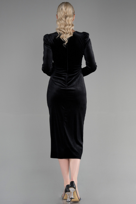 Robe de Cérémonie Midi Velours Noir ABK1896