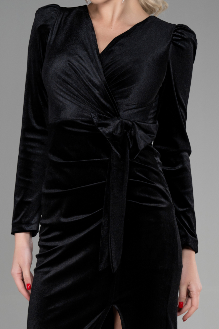 Robe de Cérémonie Midi Velours Noir ABK1896