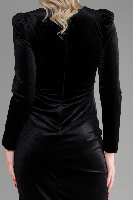 Robe de Cérémonie Midi Velours Noir ABK1896