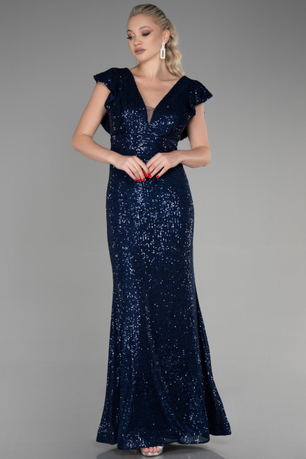 Robe Queue de Poisson Longue Bleu Marine ABU1481
