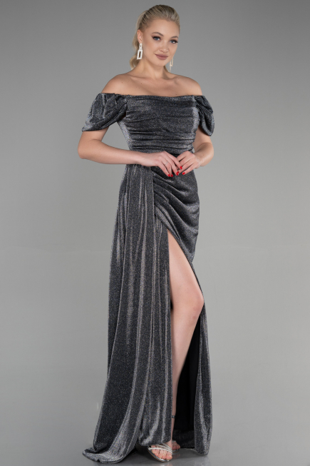 Robe de Soirée Longue Anthracite ABU2657