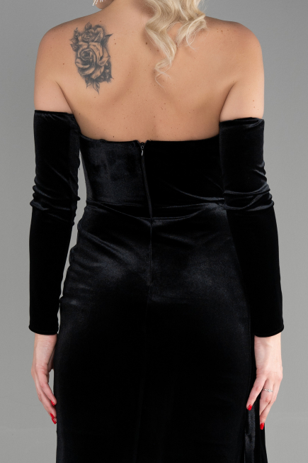 Robe De Soirée Velours Longue Noir ABU3364