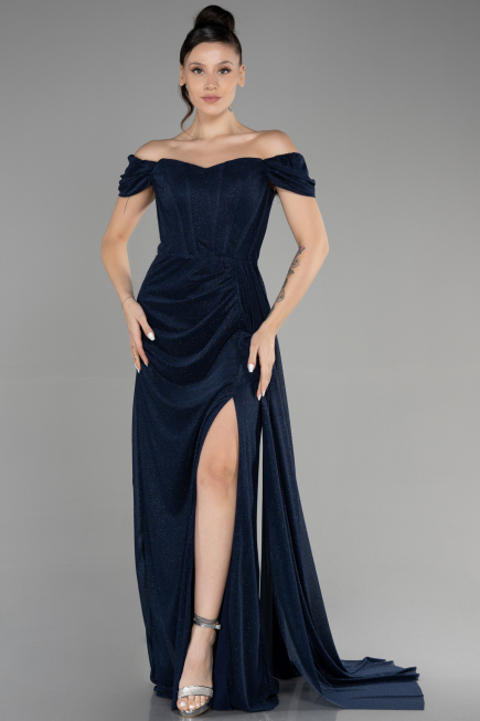 Robe de Soirée Longue Bleu Marine ABU3472