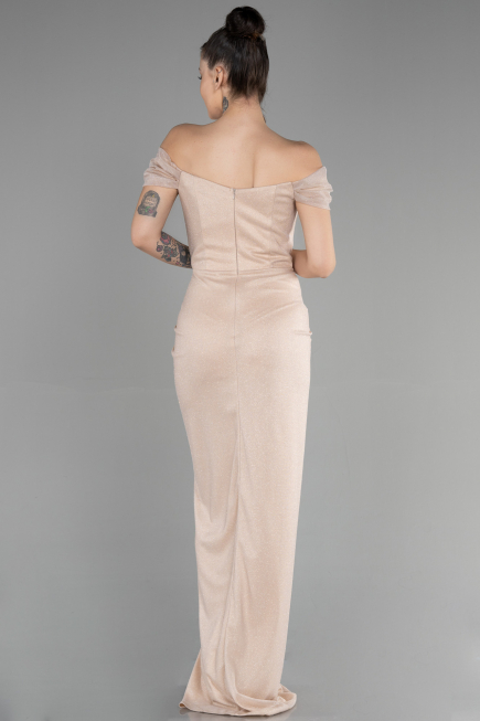 Robe de Soirée Longue Beige ABU3473